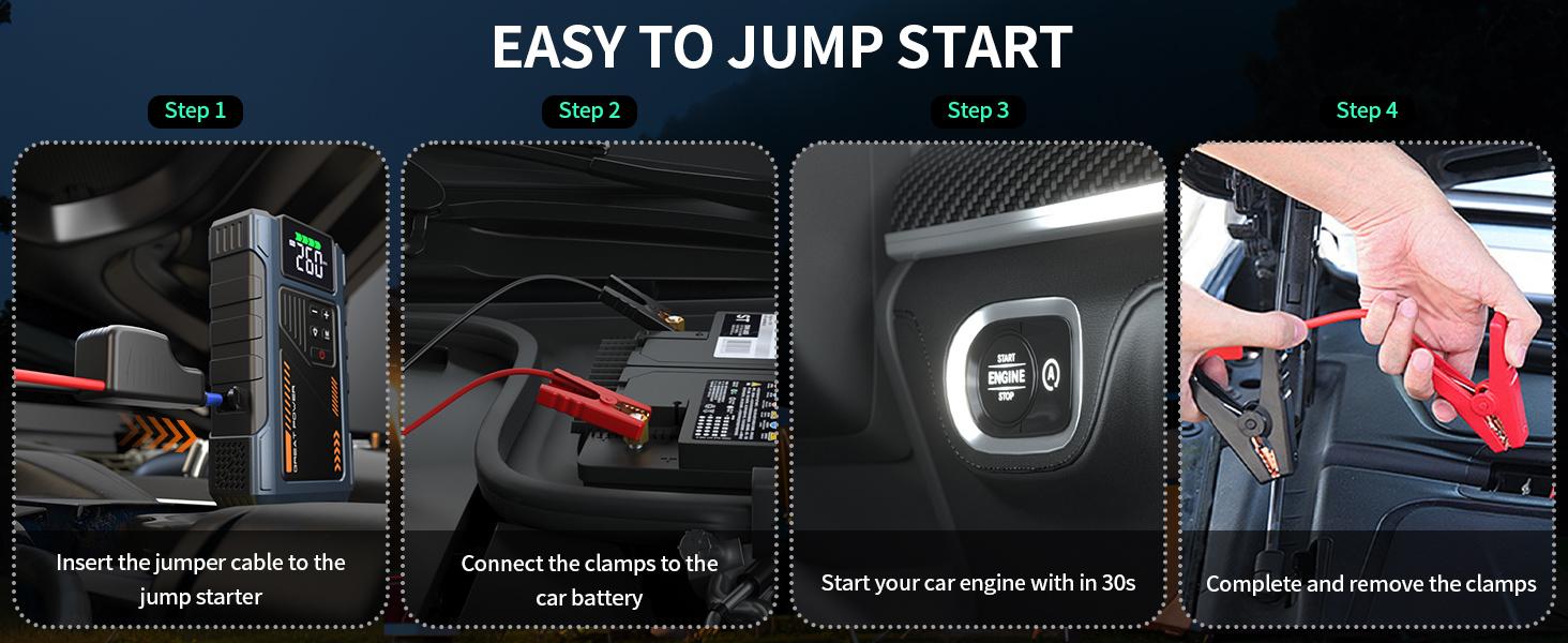 Car Battery Charger Jump Starter with Air Compressor, 3000A Jumper Box for Car Battery Portable Booster Jump Pack, 12V Jumpstart Combo 150PSI Car Tire Inflator Air Pump(Up to 8.0L Gas/6.5L Diesel) Vehicle Car Battery Charger Jump Starter with Air Compressor, 3000A Jumper Box for Car Battery Portable Booster Jump Pack, 12V Jumpstart Combo 150PSI Car Tire Inflator Air Pump(Up to 8.0L Gas/6.5L Diesel) Vehicle