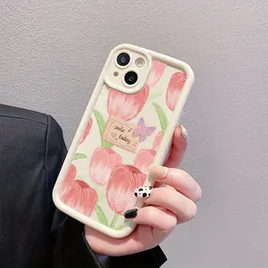 Pink Tulip Mobile Phone Case for iPhone 17 E Air Pro ProMax iPhone16 15 14 Plus 13 12 Mini 11 X XS XR