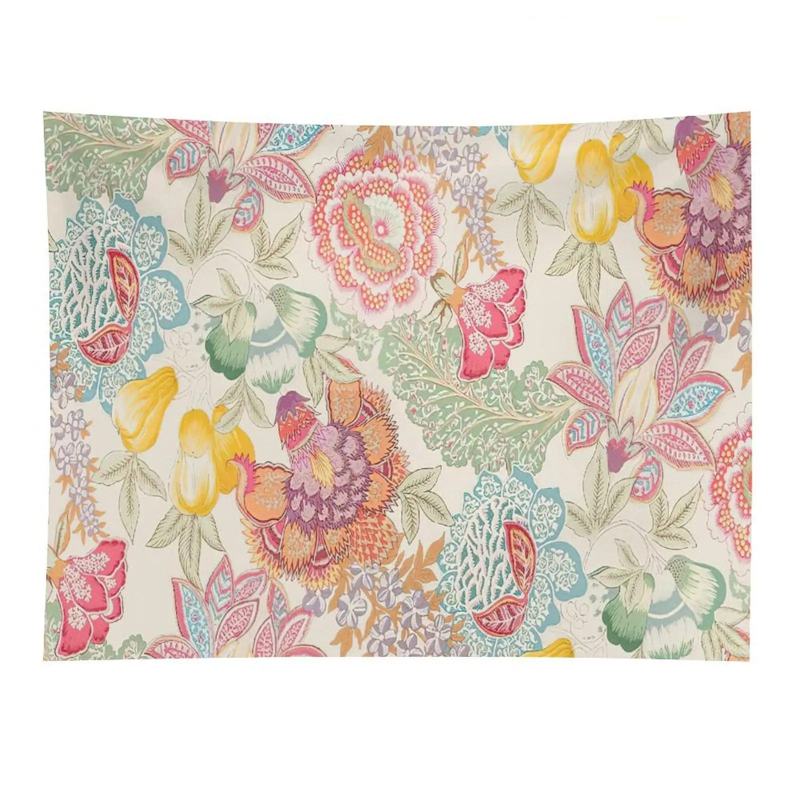 Pastel Floral Pattern Tapestry Colorful Vintage Botanical Flower Garden Wall Hanging Decor