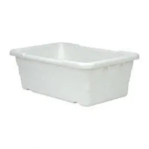 Quantum Storage Systems White Plastic Polypropylene Cross-Stack Organiser Box, 100 Lb Load Capacity, 25.1" L x 16" W x 8.5" H, Stackable Home Storage Container (TUB2516-8 WH)