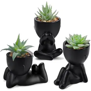 3pcs Fake Succulents Plants Artificial for Black Bathroom Bedroom Home Living Room Halloween Decor Aesthetic Indoor