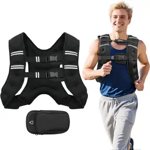 【DealsForYouDays】Weighted Rucking Vest for Men & Women, 8lbs-25lbs Adjustable Weight, with Detachable Phone Pouch for Walking, Training