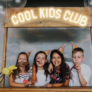 1pc Christmas Gift Cool Kids Club Neon Sign, All Are Welcome, Handmade LED Neon Baby Room Light, USB Neon Lights For Kids Bedroom Baby Nursery Room Playroom Wall Sign Party Gift