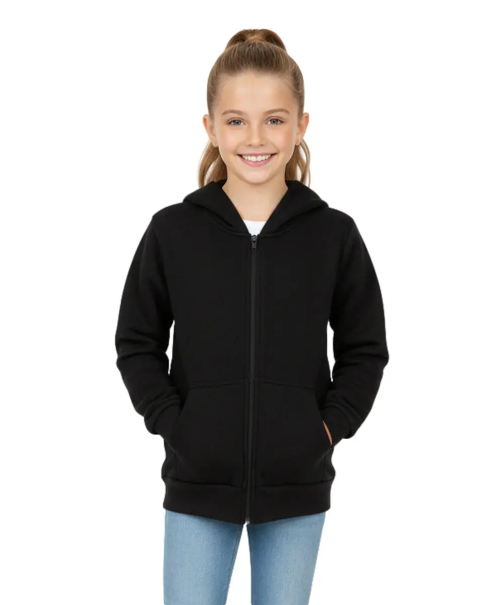 Boys Premium Fleece Zip Up Hoodie Black  BWU11