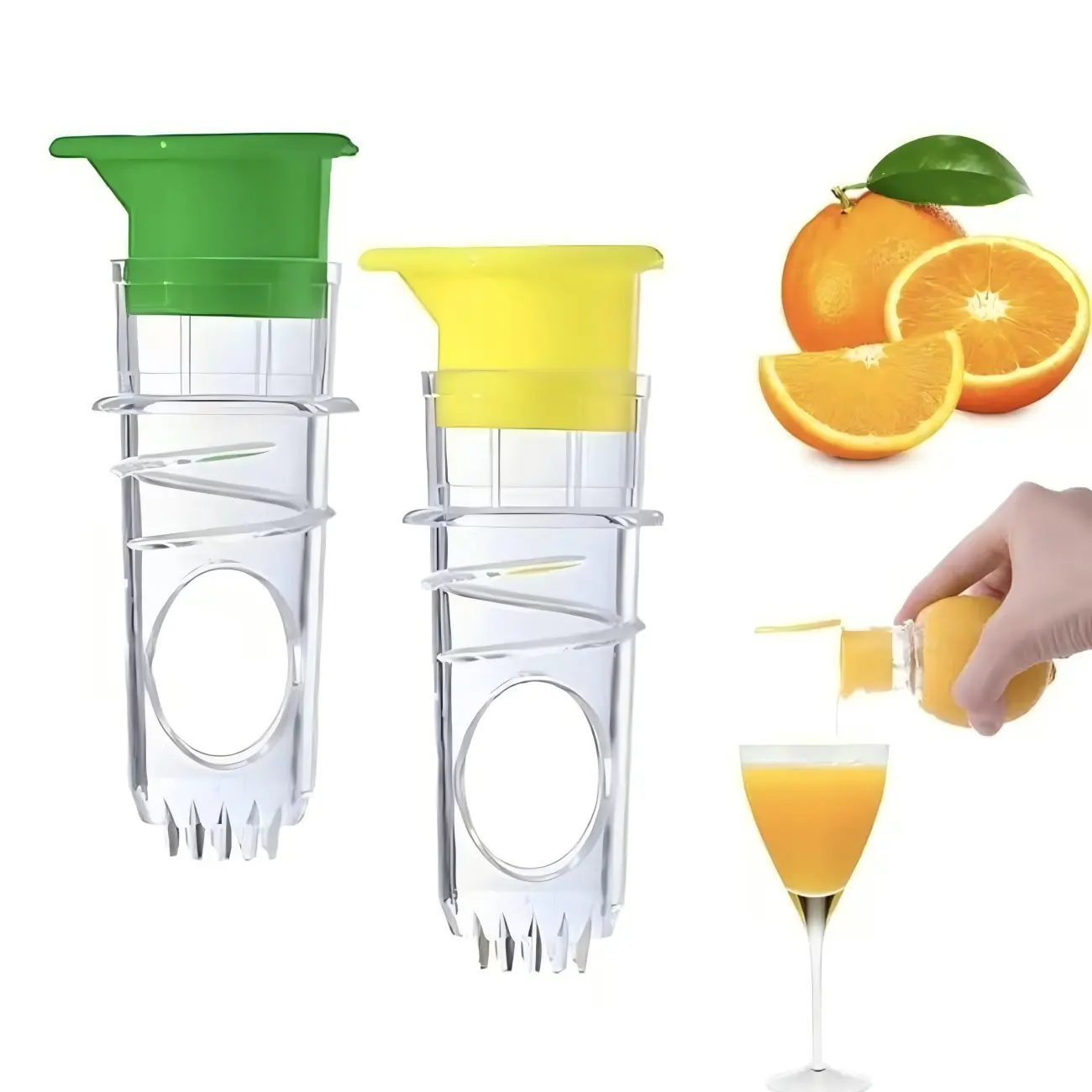 QUSEVOO 2-Count Reusable Handheld Citrus Press Set, Lightweight PP Material Fruit Juicer, Compact Kitchen Gadget for Lemons, Limes, Outdoor Use