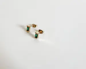 TINY EMERALD STUDS