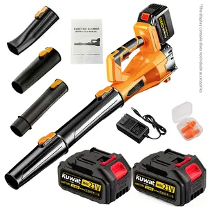 KUWAT High Power Cordless Leaf Blower with 4.0Ah Batteries, 580CFM/160MPH, 6 Speed Levels & Extension Nozzle - Ergonomic Non-Slip Handle, Lightweight Design for Lawn Care, Yard, Snow, Pet Hair, Ideal Father's Day Gift, Best for Christmas