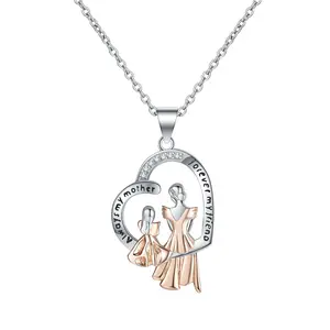Mother's Day gift zircon creative heart-shaped necklace two-color personality clavicle chain for mother jewelry