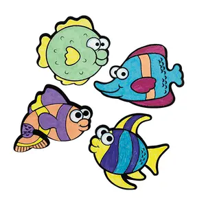 Color Your Own Fuzzy Fish Magnets - 12 Pc.