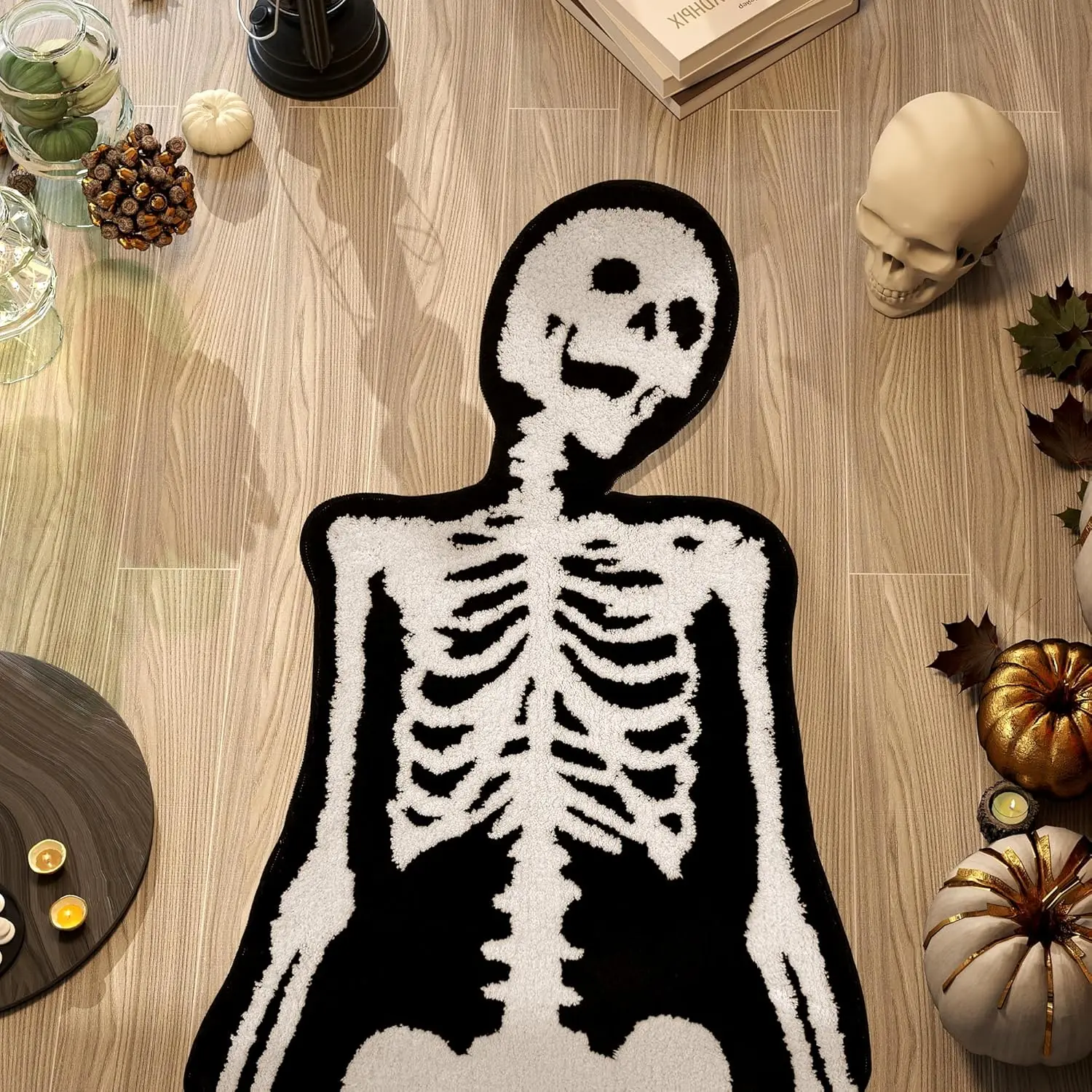 Skull Bedroom Rug, Halloween Room Decor Carpet, Gothic Skeleton Mat, Holiday Decoration, Perfect Halloween Gift, Indoor Outdoor Use, Home Decor Rugs, Decorative Rug