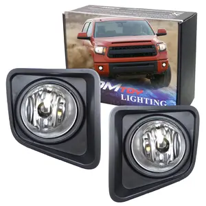 iJDMTOY Complete Set Fog Lights Foglamp Kit with Halogen Bulbs, Wiring On/Off Switch and Garnish Bezel Covers For 2014-2021 Toyota Tundra