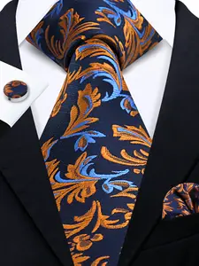 Men's Square Cufflinks Set for Wedding Party Business Casual Elegant Design Durable Comfortable Accessory Floral Pattern Tie