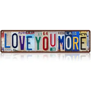 Retro Vintage “I Love You More” Metal Sign｜Aluminum Street Sign Style Wall Plaque｜Home Bar Cafe Decor｜16 × 4 Inches collection print letter pattern chic design slogan mural playroom decor