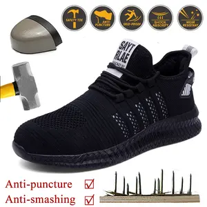 Men's and Women's Work Safety Shoes, Steel Toe Anti Smashing Boots, Breathable Mesh Adult Comfortable Anti Stab Sports Shoes