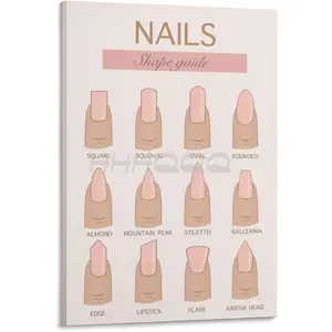 Manicure Salon Poster Nail Type Guide Chart (11) Canvas for Bedroom Living Room Decor 08x12inch(20x30cm) Frame-style