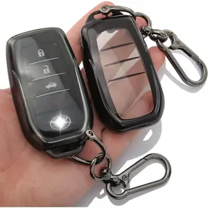 2-Pack for Toyota Key Fob Cover with Keychain Key Case Fits 2021-2025 Grand Highlander Camry RAV4 Prime Land Cruiser Corolla Cross Tundra Tacoma Sequoia Si