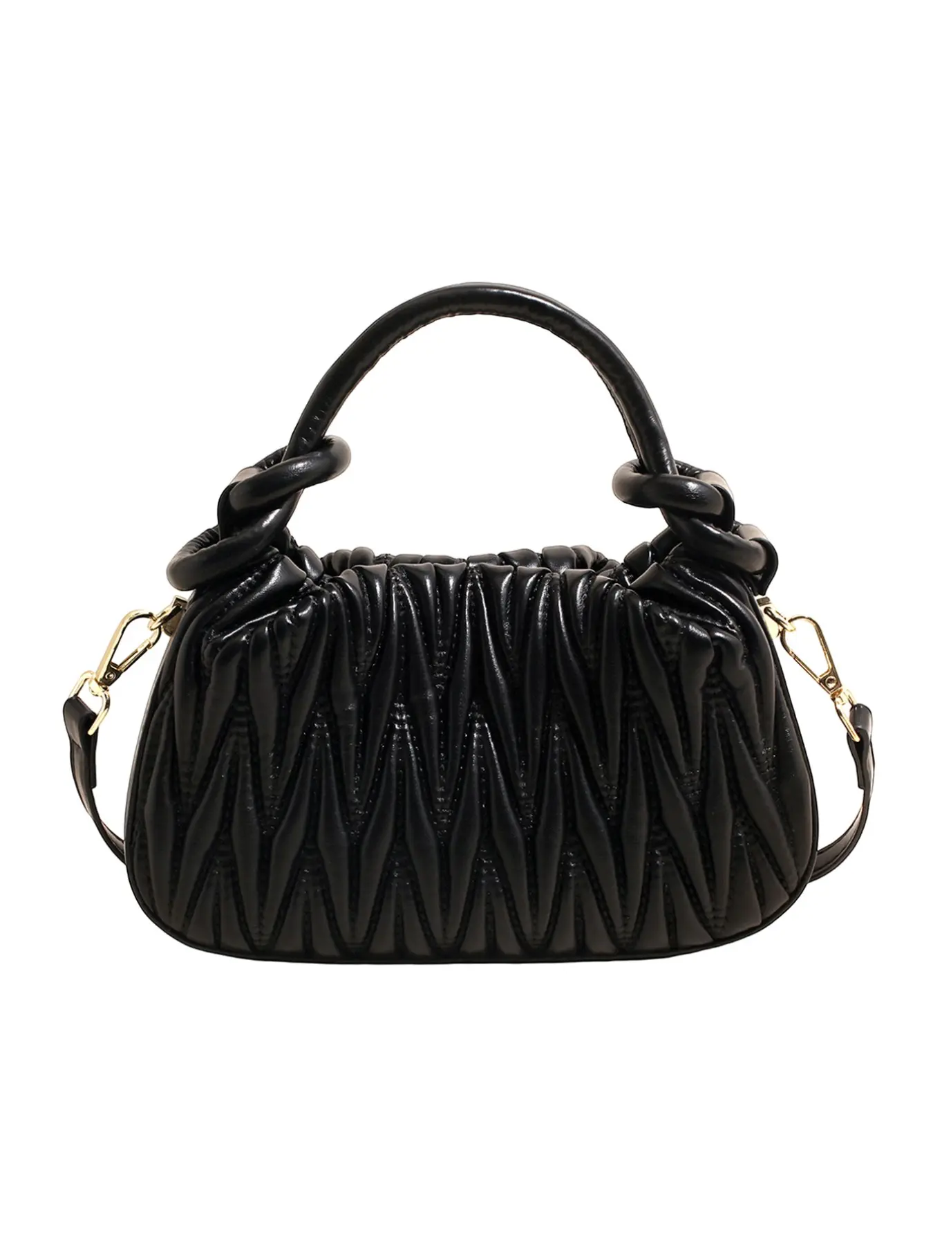 Pleated Cloud Handbag, Unique Design Braided Handle Crossbody Puffy Bag, French Elegant Mini Bag, Adjustable Strap, Women's Daily Use, Crossbody Fashion Bag