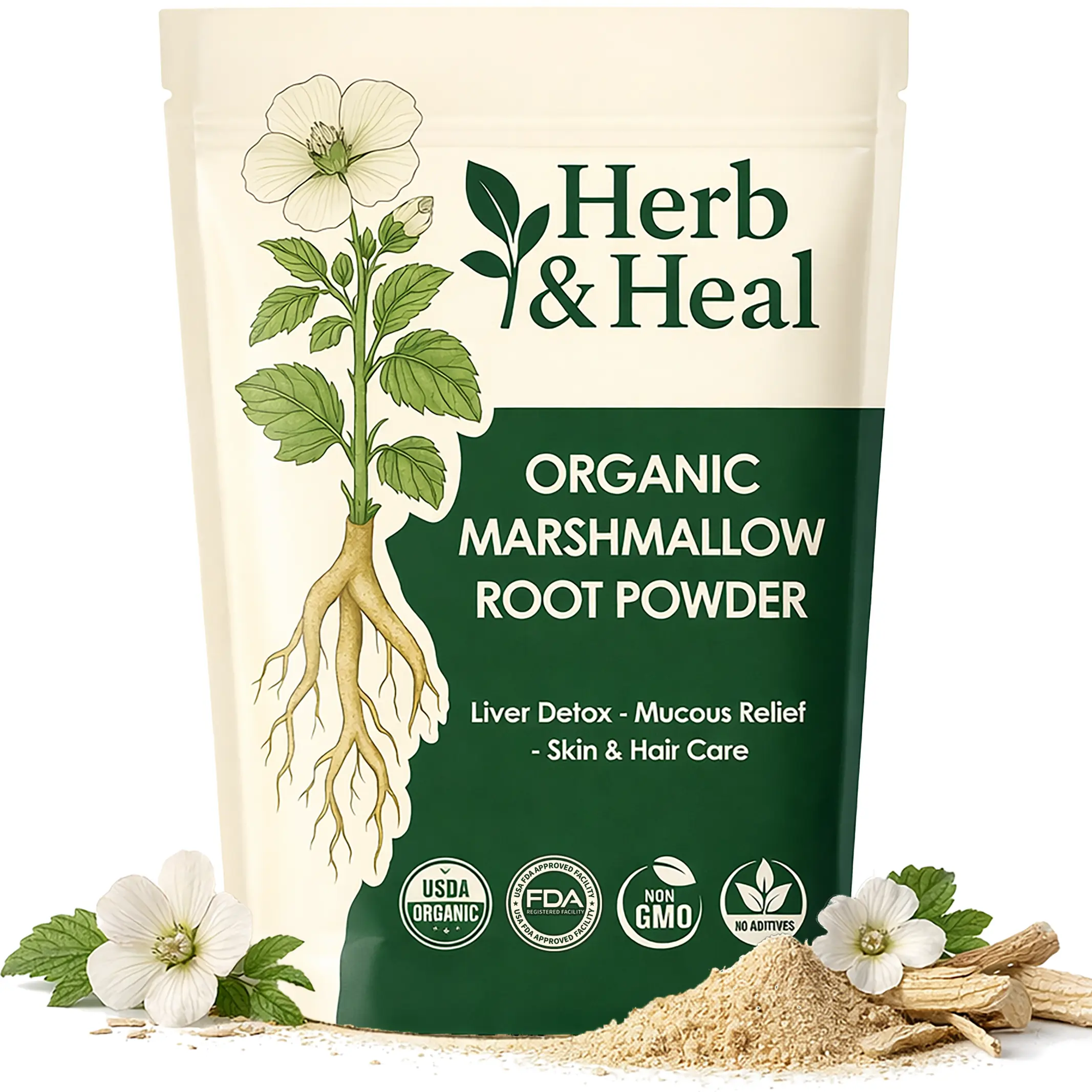 Organic Marshmallow Root Powder | Althaea Officinalis Herb | Dried Marshmellow Root for Tea, Hair & Skin, DIY Remedies, Digestive & Liver Support | Non-GMO, Vegan (8 Ounce)
