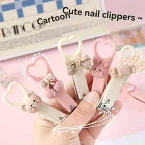 1 pack cute cartoon heart-shaped nail clippers, mini splash-proof household manicure knife nail trimmer home standing,Mini Cute Rabbit Nail Clippers,Portable Stainless Steel Nail Trimmer for Women & Girls,Perfect for Home & Travel