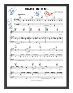 Dave Matthews Autographed/Signed "Crash Into Me" Sheet Music Replica. 11"x14". Frame Included
