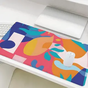 Colorful Abstract Pattern Mouse Pad, Rectangle Gaming Mouse Pad, Non-Slip Rubber Base Stitched Edge Desk Pad for Home Office Game Room
