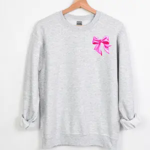Cute Pink Bow Sweatshirt or Crop Top