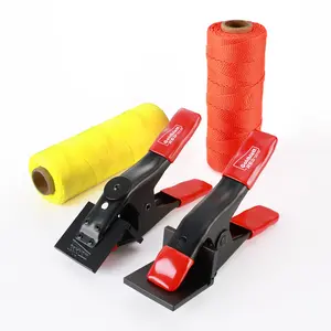 Goldblatt 4 Packs Mason Line Clamps & Mason Line String Line - Red & Orange Nylon Twine String Rolls, Concrete Tools Set, Construction Masonry Measurement String for A String Level