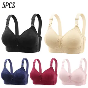 5PCS Women's Push Up Bra, Breathable Adjustable Strap Soft Comfortand Fit Adjustable Hook & Eye Lingerie Top for Daily Wear, Lingerie for All Seasons, Soft Fabric Bra
