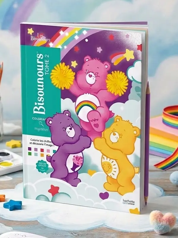Les Bisounours Tome 2, Coloring Book, Color by Number, Adult Coloring Book, Creative Activity