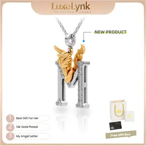 The "My Angel" angel letter pendant features an angel portion crafted from 14K gold-plated gold.Each letter was designed by a professional designer, showcasing a unique style that reflects your personality.The best gift for your loved one Black Friday