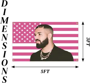 Drake America Flags 3x5 Ft Pink Fabric with Brass Grommets for College Dorm Room Decor Indoor Outdoor Vivid Color Decorations