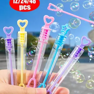 12/24/48pcs colorful mini bubble sticks, star shaped bubble straws, bubble party gifts, Party supplies, party desktop decorations, party photo props, party atmosphere builders, suitable for theme birthdays, Christmas, Halloween, carnival prizes