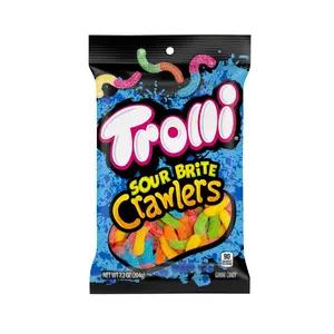 Trolli Sour Brite Crawlers Candy, Original Flavored Sour Gummy Worms, 7.2 Ounce