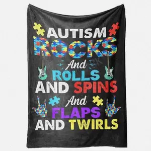 All-Purpose Multiuse Flannel Blanket - Soft Polyester Throw Woven hine Washable Modern Design Autism-Themed Couch Cozy Blanket