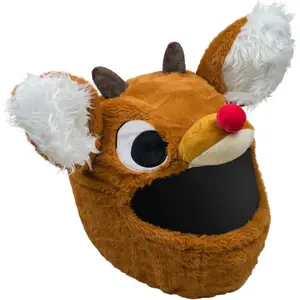 Moto Loot Reindeer Motorcycle Helmet Cover Fun Festive Ride Accessory Gift for Adults Men Women Helmet Not Included