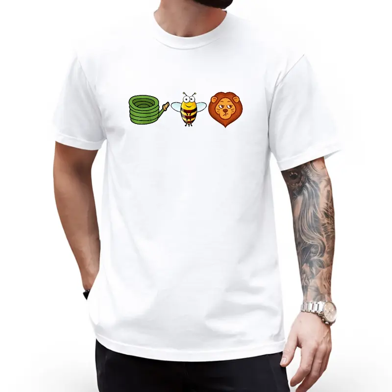 Hose Bee Lion Mens Graphic Short-Sleeve Round Neck Casual Tops, Men's Sport & Outdoor Menswear Tees