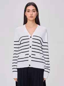 The Breton Stripe Essential V-Neck Knit Cardigan