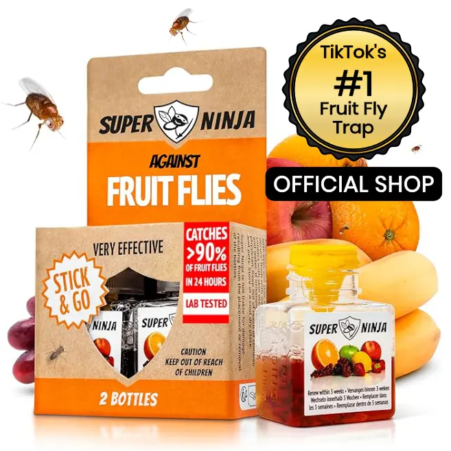 Super Ninja Eco-Friendly FRUIT Fly Trap – Highly Effective Indoor Kitchen Trap for Fruit Flies Only (Not for Houseplant Gnats or Drain Flies)
