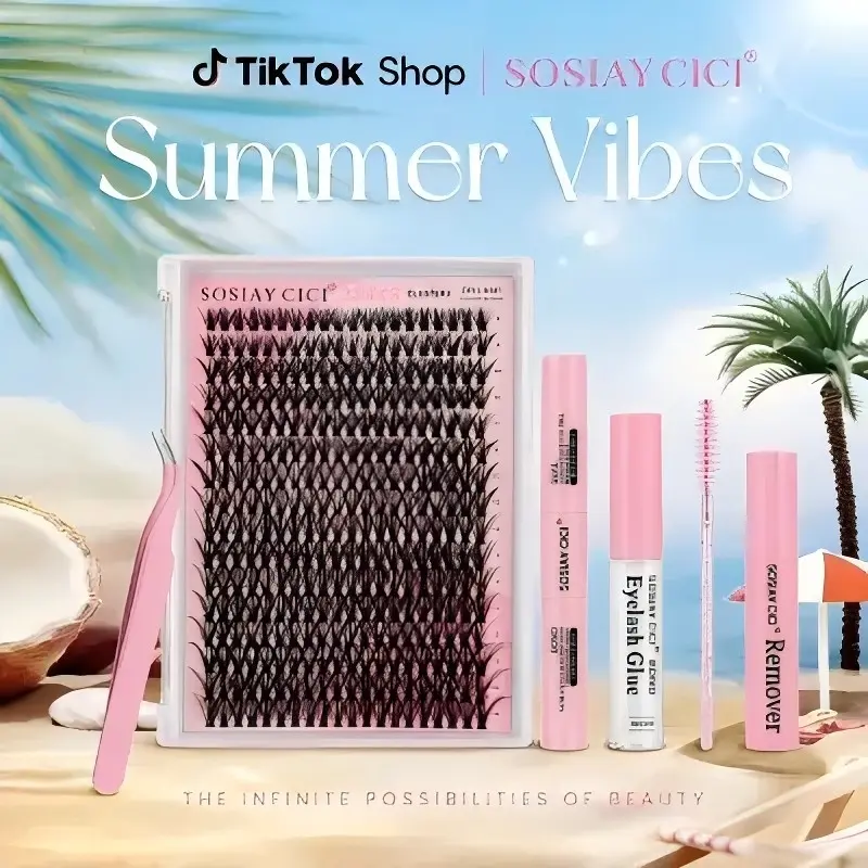 [SOSIAYCICI · STUDIO SERIES] Luna Dream Daily Natural Look Cluster Lashes 9-16mm Mixed Wispy Band Individual Lash Clusters Summer Beach Date Holiday Makeup For All Eye Shapes with Waterproof Long Lasting Bond&Seal Remover Tweezers Spoolie(Free Clear Glue)