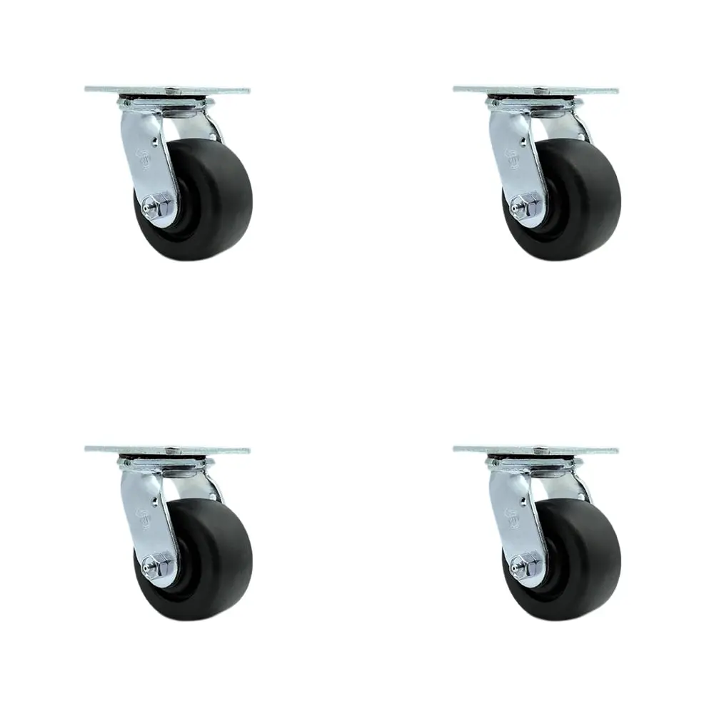 Service Caster SCC-30CS420-POR-4 Heavy-Duty Plastic Polyolefin Swivel Top Mount Casters - 4 in. Wheels, 2000 lbs Total Capacity, Set of 4, Chemical Resistant for Commercial, Industrial Equipment, Food Service Carts, Freight Terminals