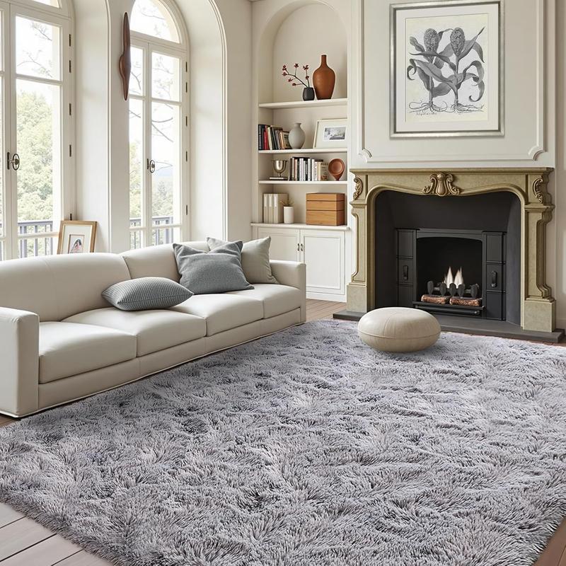8x10ft Luxury Plush Large Mat for Living Room - Fluffy Modern Shag Non-Slip Soft Mat, Machine Washable Polyester Blend, Rectangular Shape, Ideal for Bedroom, Study, Dorm, Home Decor, Christmas Gift, Christmas Decor