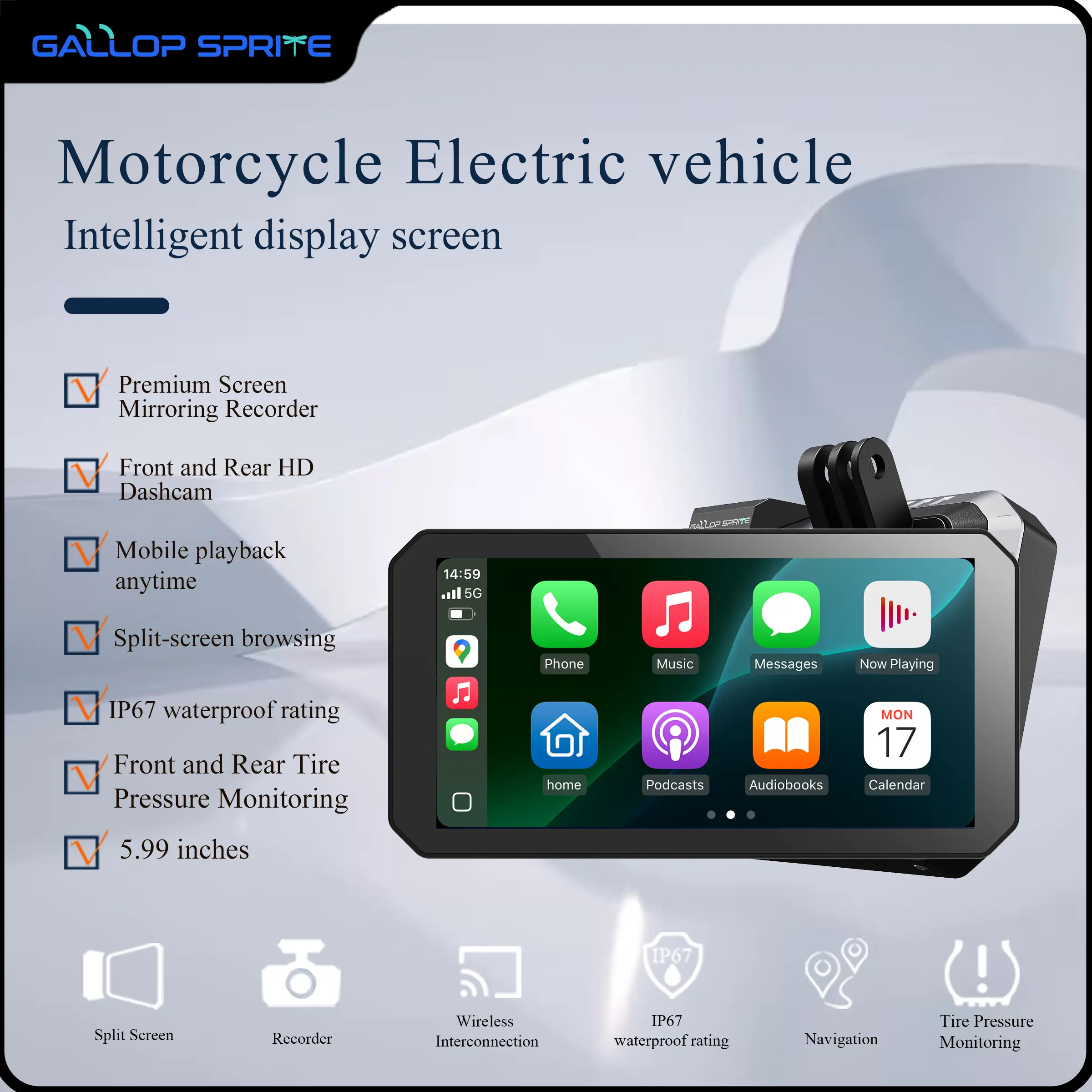 D8Pro 【Gallop Sprite】 Motorcycle Wireless Navigation Recorder, Dual-Function Clear Road Condition Logger, PC Enclosure Material, GPS DVR
