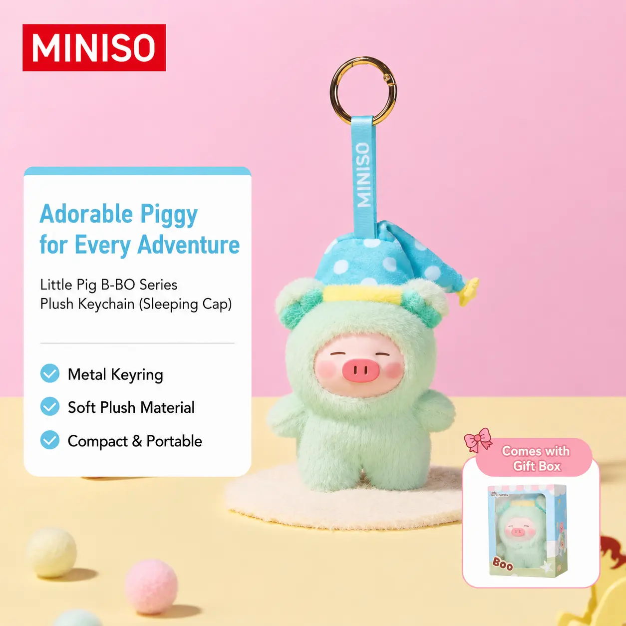 Sleep cap–style resin plush charm