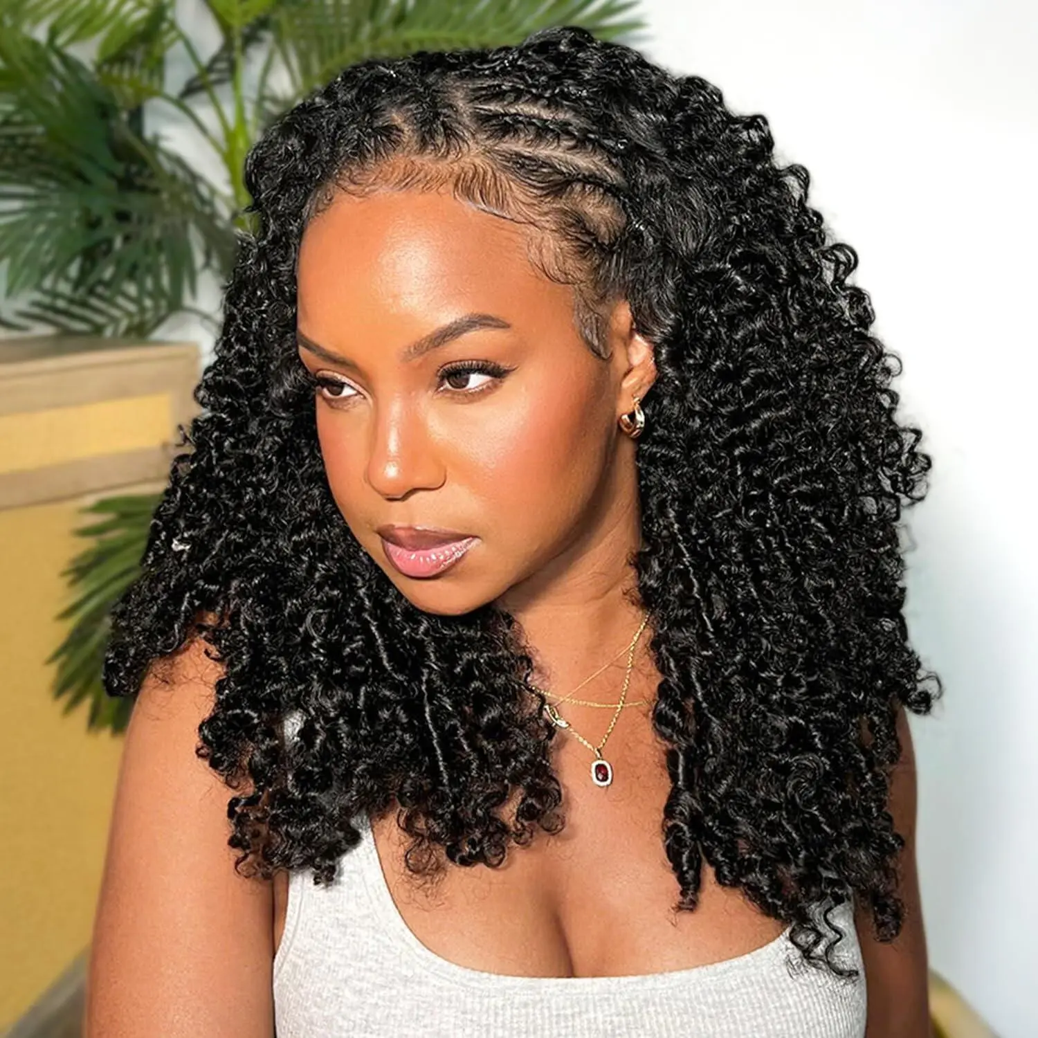 Deep Curly Pre-Separated Feather Crochet 100%Human Hair Extensions For Miracle Knots Boho Braids 4 Bundles Recommended