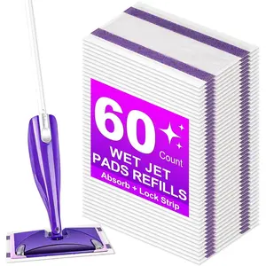 60Pack Mopping Pad Refill for  Wetjet Mop Compatible with  Wet Pads Refill Replacement for  Wet Jet Pads Disposable Multi Surface Floor Mop Pads, Thickness & Absorbent