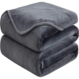 Soft Queen Size Blanket for All Season Warm Fuzzy Microplush Lightweight Thermal Fleece Summer Autumn Fall Winter Spring Blankets for Queen Full Bed Couch Sofa,90x90 Inches,Dark Gray