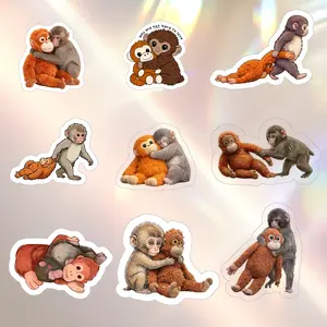 Punch The Monkey Stickers, You Are Not Hard To Love Sticker, Cute Monkey Meme Die-Cut Sticker