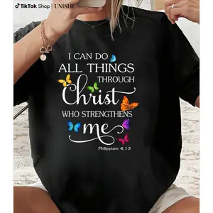 Bible Verse Printed Cotton Tee for Women – Casual Christian Gift Shirt