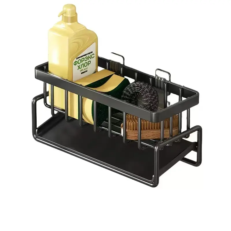 Stainless Steel Kitchen Organizer Rack, Drainage Holder, Cloth Hanger, Kitchen Utensils Storage, Sink Basin Countertop Shelf, No Drilling Required