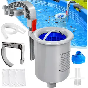 Above Ground  Surface Skimmer, Automatic  Skimmer for Top of Water, Wall Mount Surface Skimmer with Removable Skimmer Basket, Floating  Filter  Cleaning Maintenance Kit Colorful Wand Garden Stakes Round Solar Pool Cover Reflective Strips